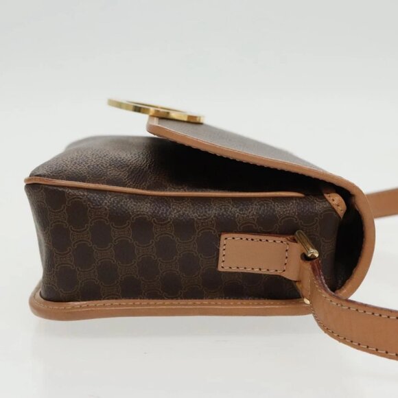 CELINE Macadam Canvas Circle Shoulder Bag PVC Leather Brown Gold - Picture 5 of 16